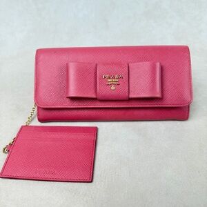 Prada Bow Saffiano Leather Continental Wallet